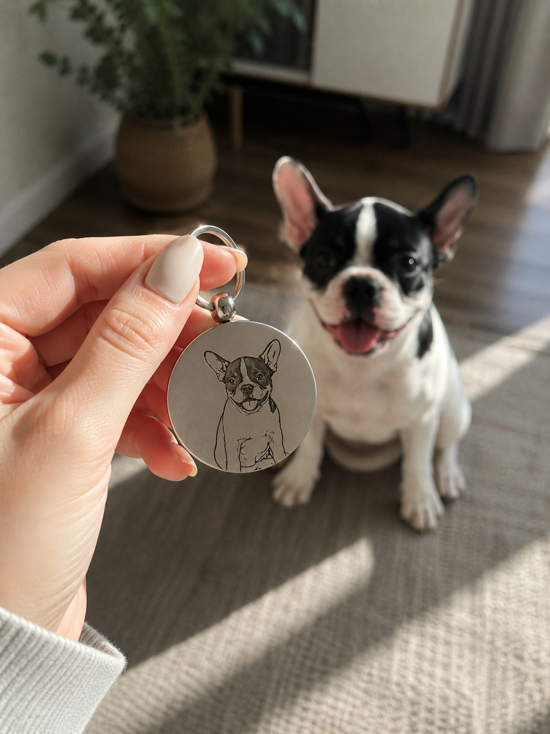 Llavero Redondo con el Retrato de tu Mascota – Grabado a Láser